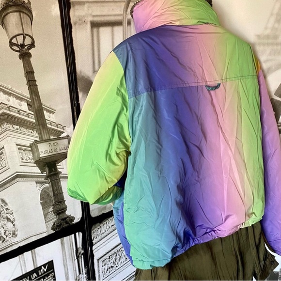 NWT URBAN OUTFITTERS - BDG | Trendy Rainbow Tie-Die Look Jacket Coat Sz XS - Picture 3 of 14